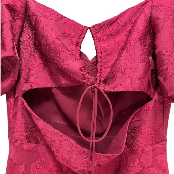 Sachin & Babi Gabby 80s-Inspired Puff Sleeve Cut-Out Tie Back Midi Dress 10 - Picture 7 of 14